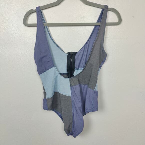 Lisa Marie Fernandez Patchwork Swimsuit Womens 3 6-8 Blue Zip One Piece Beach - Picture 3 of 6